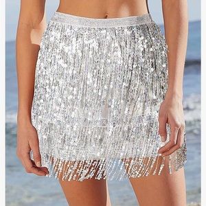 Silver sequin skirt